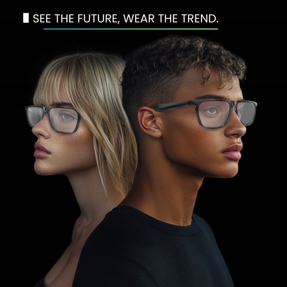 Coxsmart CS300 Smart Glasses: Stylish UV-Adaptive Lens, Bluetooth Music & Voice Control, Anti-Blue Light, Fitness Tracker with App Sync