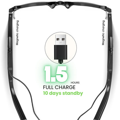 Coxsmart CS300 Smart Glasses: Stylish UV-Adaptive Lens, Bluetooth Music &amp; Voice Control, Anti-Blue Light, Fitness Tracker with App Sync 
