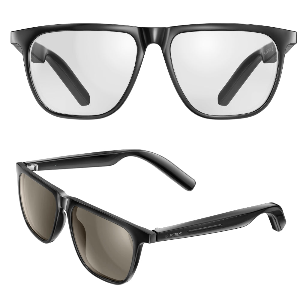 Coxsmart CS300 Smart Glasses: Stylish UV-Adaptive Lens, Bluetooth Music &amp; Voice Control, Anti-Blue Light, Fitness Tracker with App Sync 
